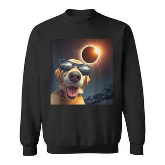 Dog Selfie Solar Eclipse Wearing Glasses Dog Lovers Sweatshirt - Monsterry