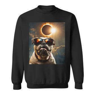 Dog Taking A Selfie With Solar 2024 Eclipse Wearing Glasses Sweatshirt - Monsterry DE