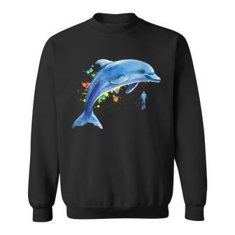 Dolphin Diver Whales Tümmler Dolphin Sweatshirt - Seseable