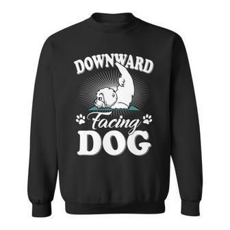 Downward Facing Dog Maltese Yoga Poses Meditation Sweatshirt | Mazezy
