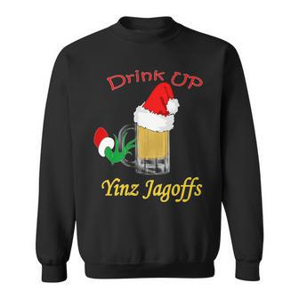 Drink Up Yinz Jagoffs Beer With Santa Hat Pittsburgh Theme Sweatshirt - Monsterry CA