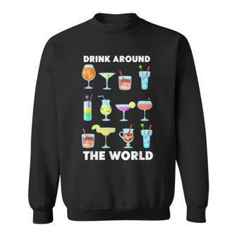 Drinking Around The World Adult Vacation Drink Showcase Sweatshirt - Monsterry