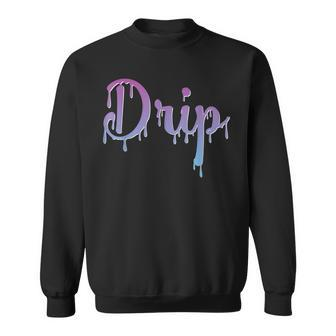 Drip Font Graphic Lettering Dripping Look Turquoise Purple Sweatshirt - Monsterry DE