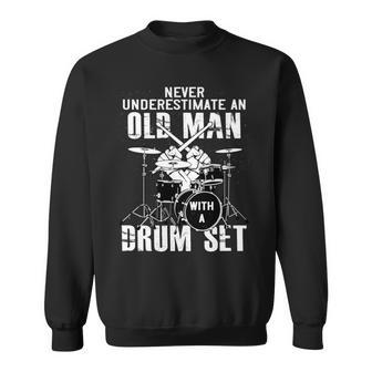 With A Drum Set Drummer Sweatshirt - Seseable