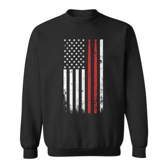 Drum Sticks Vintage American Flag For Drummers Sweatshirt | Mazezy
