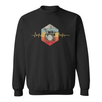 Drummer Retro Heartbeat Drum Kit Sweatshirt - Seseable