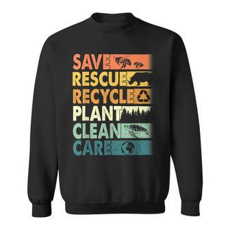 Earth Day Save Rescue Animals Recycle Plastics Planet Sweatshirt - Seseable