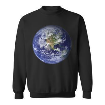 Earth Planet Earth North America Flat Globe Space Clouds Sweatshirt - Thegiftio UK