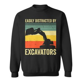 Easily Distracted By Excavators Construction Excavator Sweatshirt | Mazezy