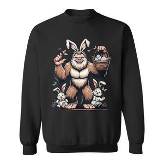 Easter Bigfoot With Bunny & Egg Basket Festive Celebration Sweatshirt - Monsterry DE