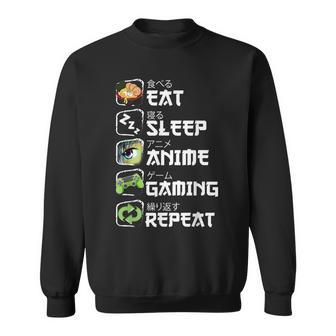 Eat Sleep Anime Gaming Repeat Japan Kawaii Manga Anime Sweatshirt - Thegiftio UK