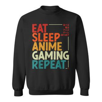 Eat Sleep Anime Gaming Repeat Otaku Gamer Japanese Anime Sweatshirt | Mazezy