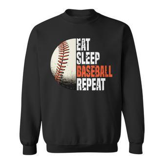 Eat Sleep Baseball Repeat Baseball Player Retro Baseball Sweatshirt - Monsterry