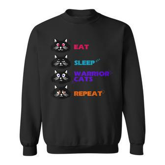 Eat-Sleep-Cat Warrior-Repeat-Cat Lover Sweatshirt | Mazezy