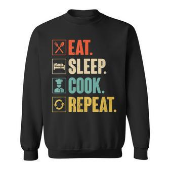 Eat Sleep Cook Repeat Vintage Cook Cooking Chef Sweatshirt - Thegiftio UK