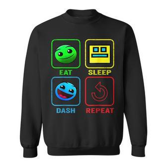 Eat Sleep Dash Repeat Video Game Geometry Video Gamer Sweatshirt - Seseable
