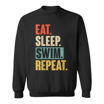 Eat Sleep Swim Repeat Retro Vintage Swimming Swimmer Sweatshirt - Monsterry