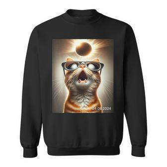 Eclipse Cosmic Tabby Cat With Sunglasses Solar Eclipse 2024 Sweatshirt - Monsterry