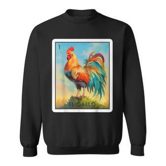 El Gallo Mexican Lottery Bingo Game Traditional Rooster Card Sweatshirt - Monsterry