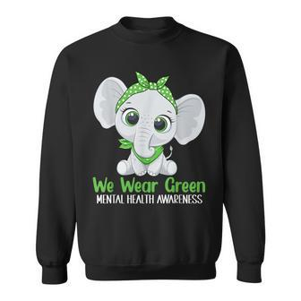 Elehant Mental Health Awareness Green Ribbon Sweatshirt - Seseable