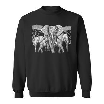 Elephant Family Africa Safari Zoo Keeper Elephant Sweatshirt - Monsterry
