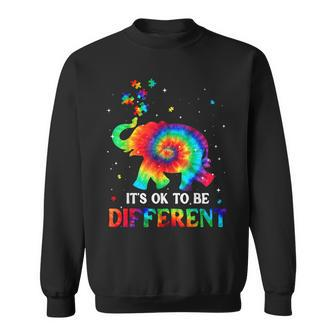 Elephant Tie Dye It’S Ok To Be Different Autism Awareness Sweatshirt - Seseable
