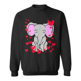 Elephant Valentine's Day Cute Romantic Hearts Sweatshirt - Monsterry