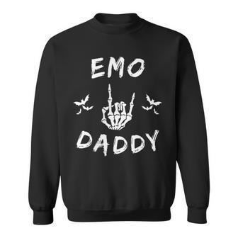 Emo Daddy Emo Dad Goth Skeleton Hand Rock On Father's Day Sweatshirt - Monsterry CA