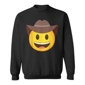 Emoticon Cowboy Hat Face Sweatshirt - Monsterry