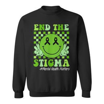 End The Stigma Mental Health Awareness Smile Face Green Sweatshirt - Thegiftio UK