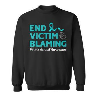 End Victim Blaming Sexual Assault Awareness Month Sweatshirt - Seseable