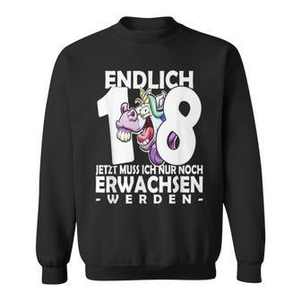 Endlich 18 Einhorn Sweatshirt - Humorvoller Aufdruck zum Erwachsenwerden - Seseable