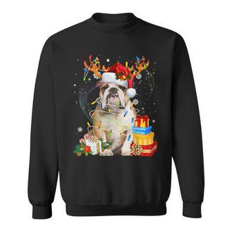 English Bulldog Christmas Dog Reindeer Sweatshirt - Seseable