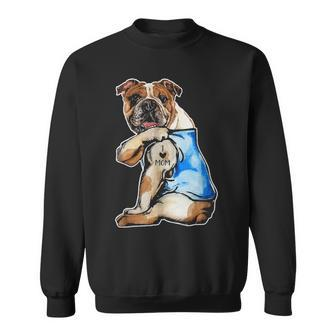 English Bulldog I Love Mom Tattoo Apparel Dog Mom Sweatshirt | Mazezy