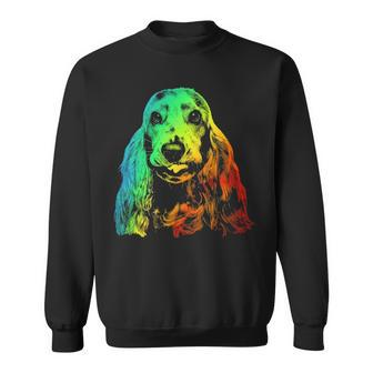 English Cocker Spaniel Colorful Rainbow Vintage Sweatshirt | Mazezy