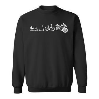 Evolution des Bikers Schwarzes Sweatshirt, Motorrad und Fahrrad Design - Seseable