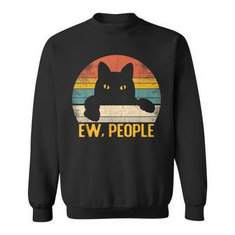 Ew People Black Cat Retro Cat Lover Sweatshirt - Monsterry AU