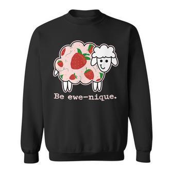 Be Ewe-Nique Strawberry Pink Summer Pattern Cartoon Sheep Sweatshirt - Monsterry