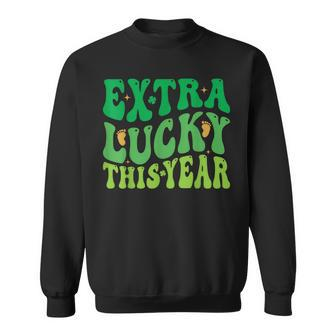 Extra Lucky This Year Pregnancy Reveal St Patrick's Day Sweatshirt | Mazezy