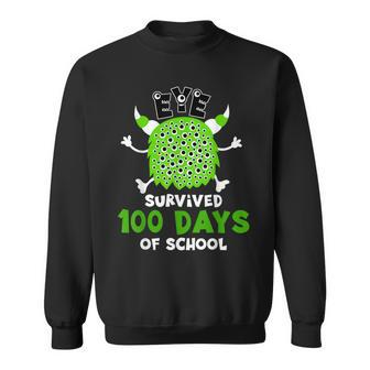 Eye Survived 100 Days Cute Monster 100 Days Of School Sweatshirt - Monsterry