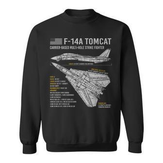 F-14 Tomcat F14 Aircraft Airplane Blueprint Facts Sweatshirt - Thegiftio UK