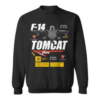 F-14 Tomcat Naval Fighter Jet Diagram Graphic Sweatshirt - Seseable