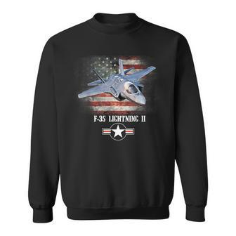 F-35 Lightning 2 Us Flag Proud Air Force Military Veteran Sweatshirt - Seseable