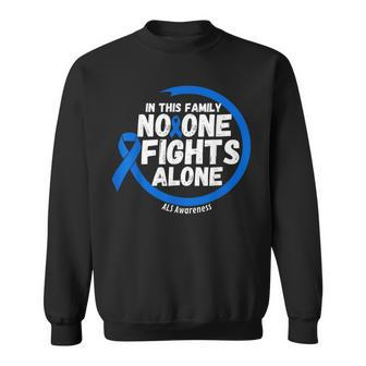 In This Family No-One Fight Alone Als Awareness Month Ribbon Sweatshirt - Seseable