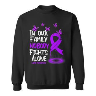 In Our Family Nobody Fights Alone Purple Ribbon Lupus Sweatshirt | Mazezy CA