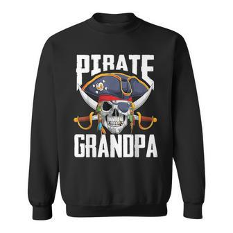 Family Skull Pirate Grandpa Jolly Roger Crossbones Flag Sweatshirt - Monsterry