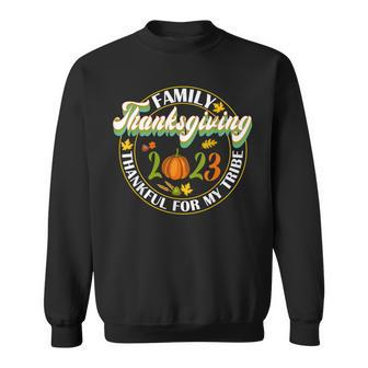 Family Thanksgiving 2023 Thankful For My Tribe Group Autumn Sweatshirt - Monsterry