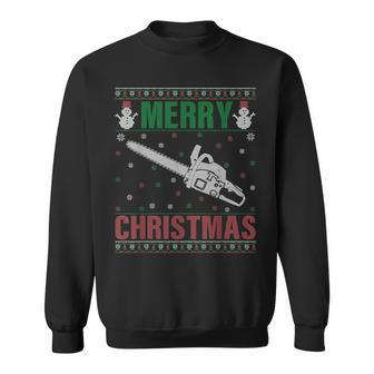 Family Xmas Pajamas Matching Chainsaw Ugly Christmas Sweatshirt | Mazezy