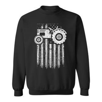 Farm Tractor With Distressed Usa Flag Sweatshirt | Mazezy