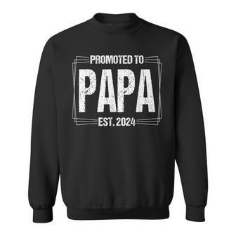 Father's Day First Time Dad 2024 Promoted To Papa Est 2024 Sweatshirt - Thegiftio UK